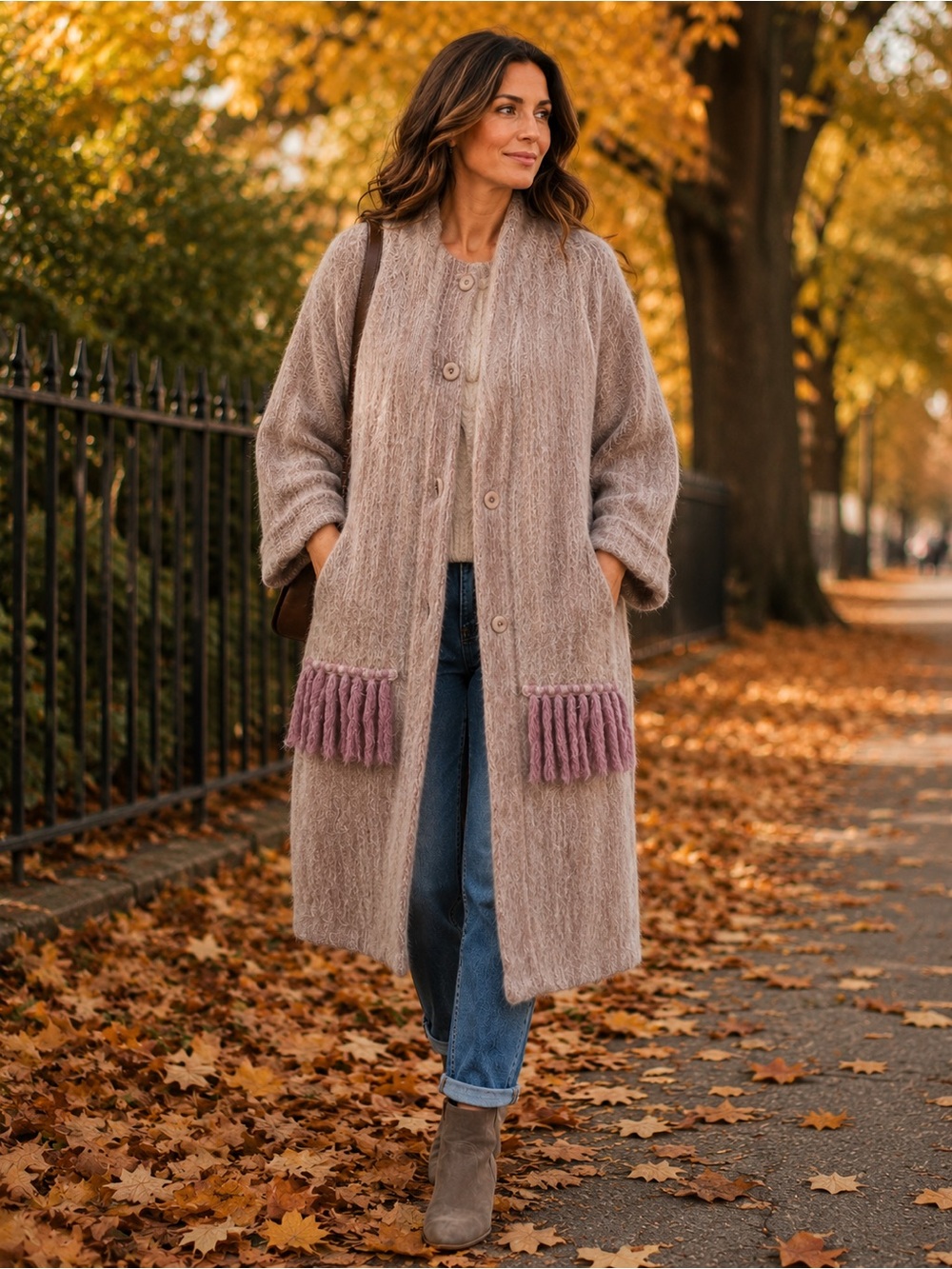 Vintage Donegal Pink and Cream Long Mohair Blend Coat